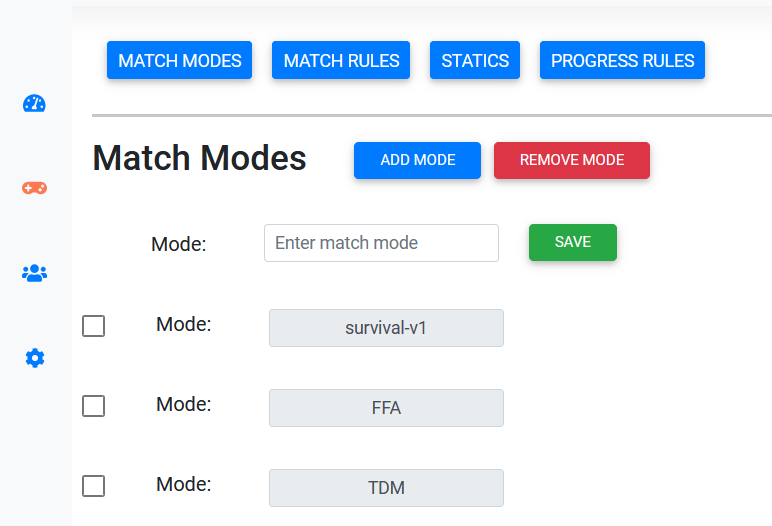 Match modes
